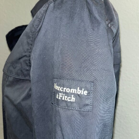 ABERCROMBIE & FITCH Navy Double Breasted Pea Coat Jacket with Shoulder Patch - M - Picture 6 of 14